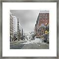 City Street On A Rainy Day Framed Print