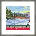 Classic Winterscape With Cardinal And Reindeer Framed Print