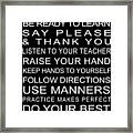 Classroom Rules Poster Framed Print