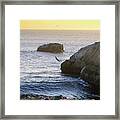 Cliff Jumping To Surf Framed Print