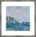 Cliffs And Sailboats At Pourville Framed Print