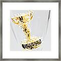 Closeup Of Small Trophy In Champagne Flute. Gold Colored Award I Framed Print