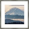 Clouds Rolling Over Mount Rainier Framed Print