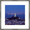 Coit Tower At Dusk San Francisco California Framed Print