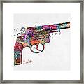 Colorful 1896 Wesson Revolver Patent Framed Print