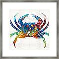 Colorful Crab Art By Sharon Cummings Framed Print