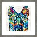 Colorful German Shepherd Dog Art By Sharon Cummings Framed Print