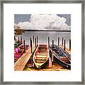 Colorful Rowboats At The Lake Pastels Oil Painting Framed Print