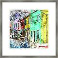 Colorful Street In Burano Near Venice Italy Framed Print