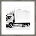 Commercial Cargo Delivery Truck With Blank White Trailer. Generic, Brandless Design. Framed Print