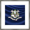 Connecticut Coat Of Arms Over Flag Framed Print