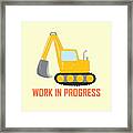 Construction Zone - Excavator Work In Progress Gifts - Yellow Background Framed Print