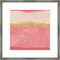 Coral And Gold Abstract 2- Art By Linda Woods Framed Print