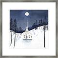 Country Church In Moonlight 2, Silent Night Framed Print