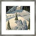 Country Winter Night - Folk Art Landscape Framed Print