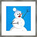 Cute Happy Snowman Framed Print