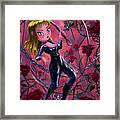 Cute Mistress With Whip And Roses Framed Print
