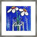 Daisys On Blue -ideal For Kids Playrooms Framed Print
