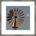 Dakota Windmill And Moon Framed Print