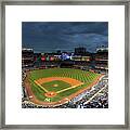 Dark Clouds Over Yankee Stadium Framed Print