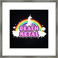 Death Metal Funny Unicorn  Rainbow Mosh Parody Design Framed Print