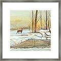 Deer In The Snow Framed Print