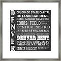 Denver Famous Landmarks Framed Print