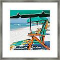 Destin Florida Beach Chairs And Green Umbrella Vertical Framed Print