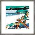 Destin Florida Beach Chairs And Green Umbrellas Square Format Diffuse Glow Digital Art Framed Print
