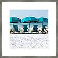 Destin Florida Six Beach Chairs And Three Umbrellas Framed Print