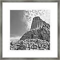 Devil's Tower, Wyoming, Black And White Framed Print