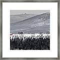 Distant Red Barn Framed Print