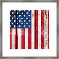 Distressed American Flag On Wood - Vertical Framed Print