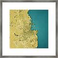 Doha Topographic Map Natural Color Top View Framed Print