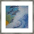 Dolphins Jumping In The Waves Framed Print