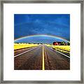 Double Rainbow Over A Road Framed Print