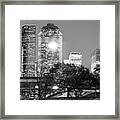 Downtown Houston City Skyline - Black And White Framed Print