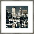 Downtown Indianapolis Indiana Skyline In Sepia Framed Print