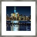 Downtown Manhattan And Old Pier Remains Framed Print