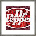 Dr Pepper Soda Pop Beverage Vintage Retro Logo Recycled License Plate Art Framed Print