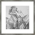 Drawing Pencil Cowboy On Horse #17119 Framed Print