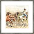 Droving Horses In The Roman Campagna Framed Print