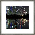 Dubai City Skyline Nighttime Framed Print