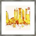 Dubai Skyline Watercolor Poster - Cityscape Painting Artwork Framed Print