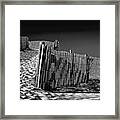 Dune Fence, Black And White Framed Print