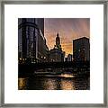 Early Morning Orange Sky On The Chicago Riverwalk Framed Print
