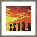 Easter Island Sunset Framed Print