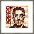 Edward Snowden Portrait Dry Blood Framed Print
