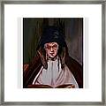 Elderly Lady Reading A Book Framed Print