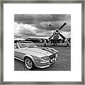 Eleanor Mustang With P51 Black And White Framed Print